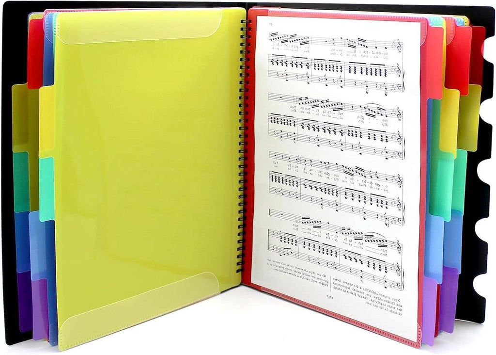 A4 Sheet Music Folder 20 Pages PP Document Organizer Double Sided Display Book For Choir Musicians School Office Black, 320 x 260 mm