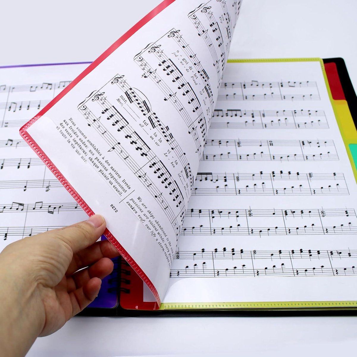 A4 Sheet Music Folder 20 Pages PP Document Organizer Double Sided Display Book For Choir Musicians School Office Black, 320 x 260 mm