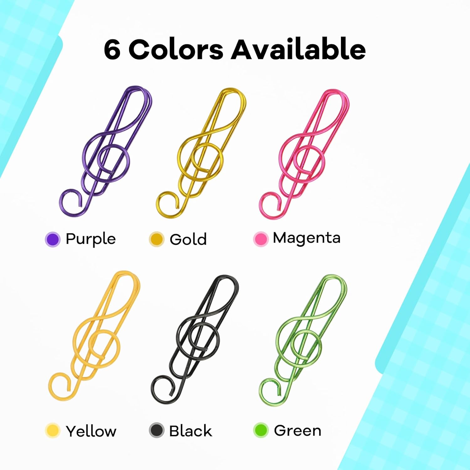 Paper Clips, 60 Pcs Colorful Music Note Paper Clip for Notebooks, Cute Paperclips Bookmarks Planner Clips, School/Office Supplies Accessories, 6 Color Available
