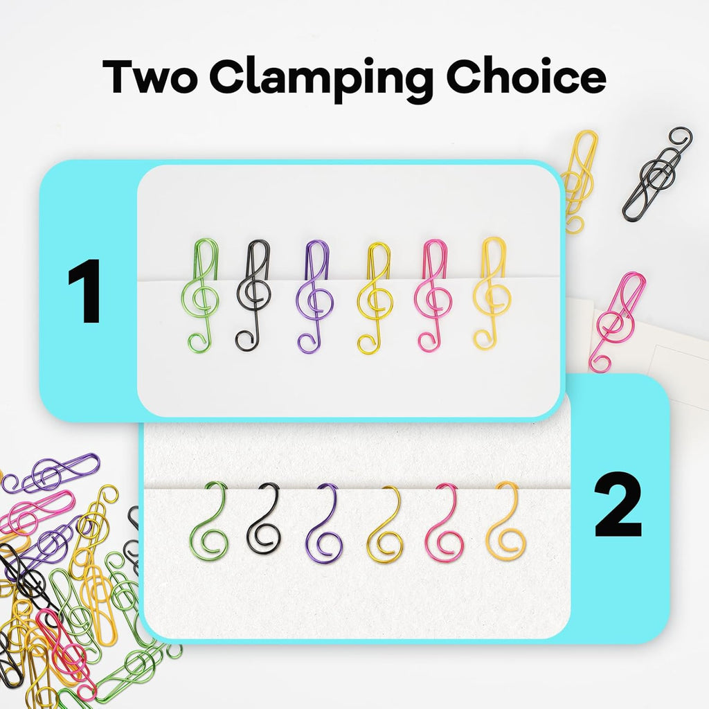 Paper Clips, 60 Pcs Colorful Music Note Paper Clip for Notebooks, Cute Paperclips Bookmarks Planner Clips, School/Office Supplies Accessories, 6 Color Available