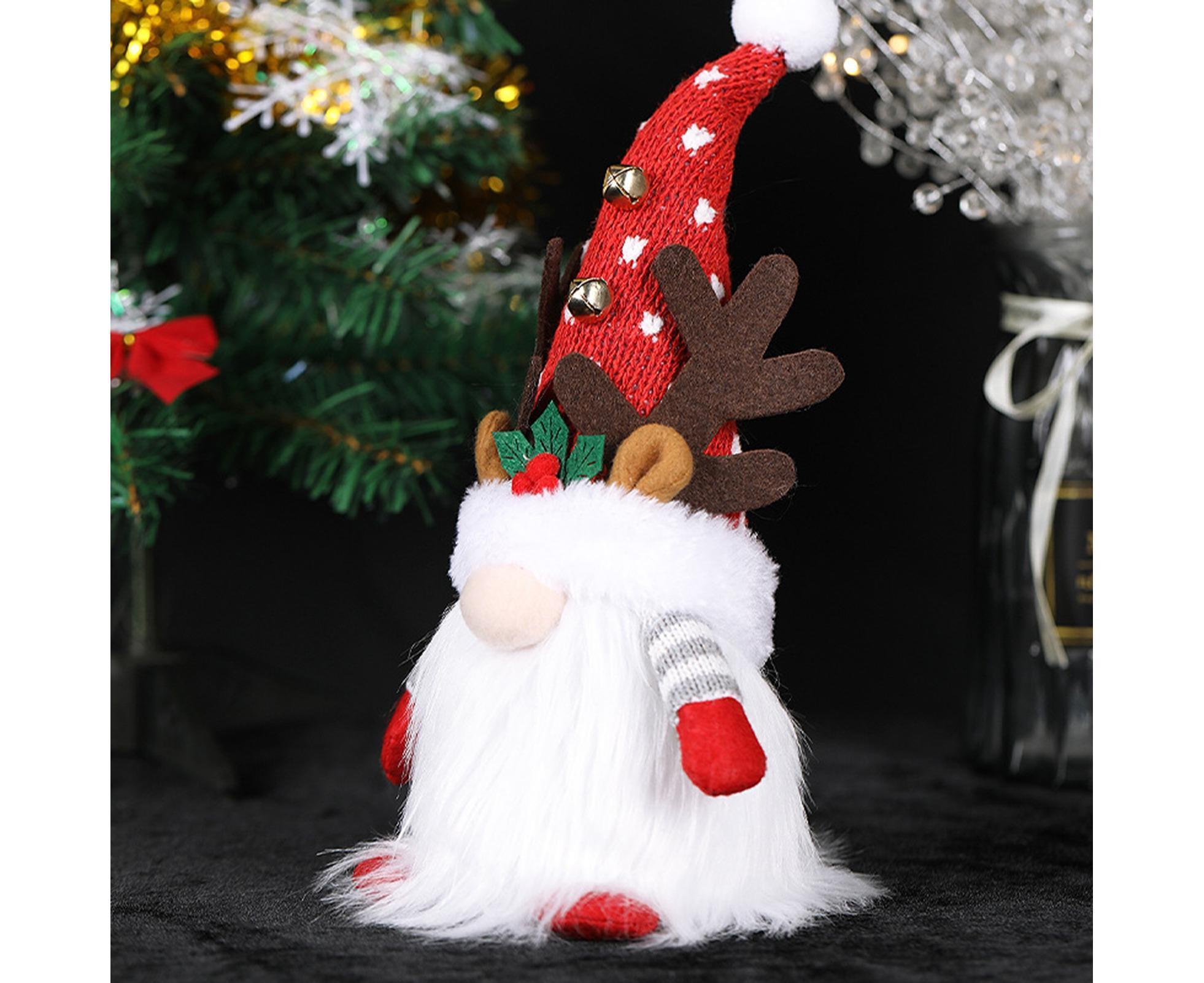 Antler Faceless Doll Music Luminous Xmas Pendant-Red 28cm
