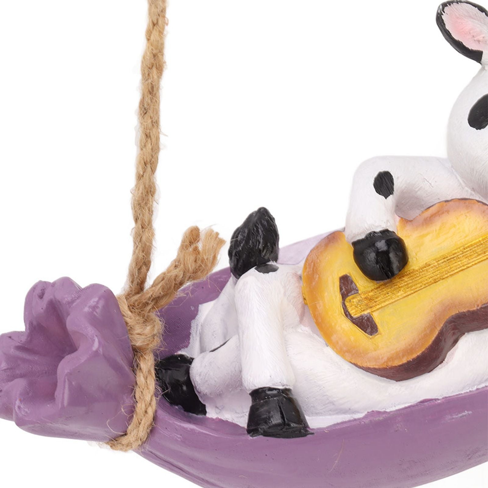 Cow Playing Guitar Garden Statue Vivid Cute Hanging Resin Cattle Sculpture Art Decoration for Lawn Patio Courtyard Dairy Cow