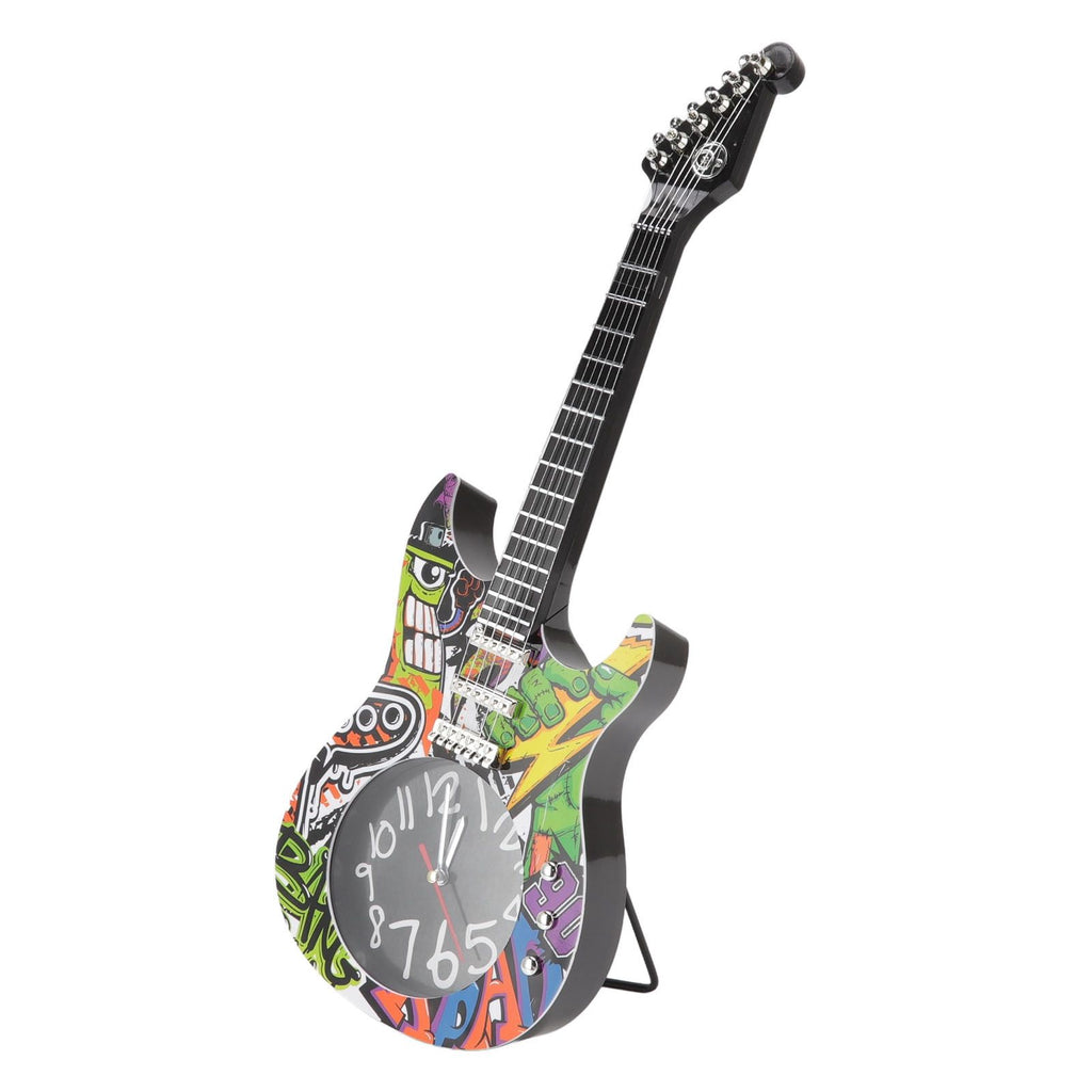 Guitar Wall Clock Simulation Time Accurate Guitar Clock Wall Decor for Home Dormitory Bedroom 5680CC Guitar with Stand
