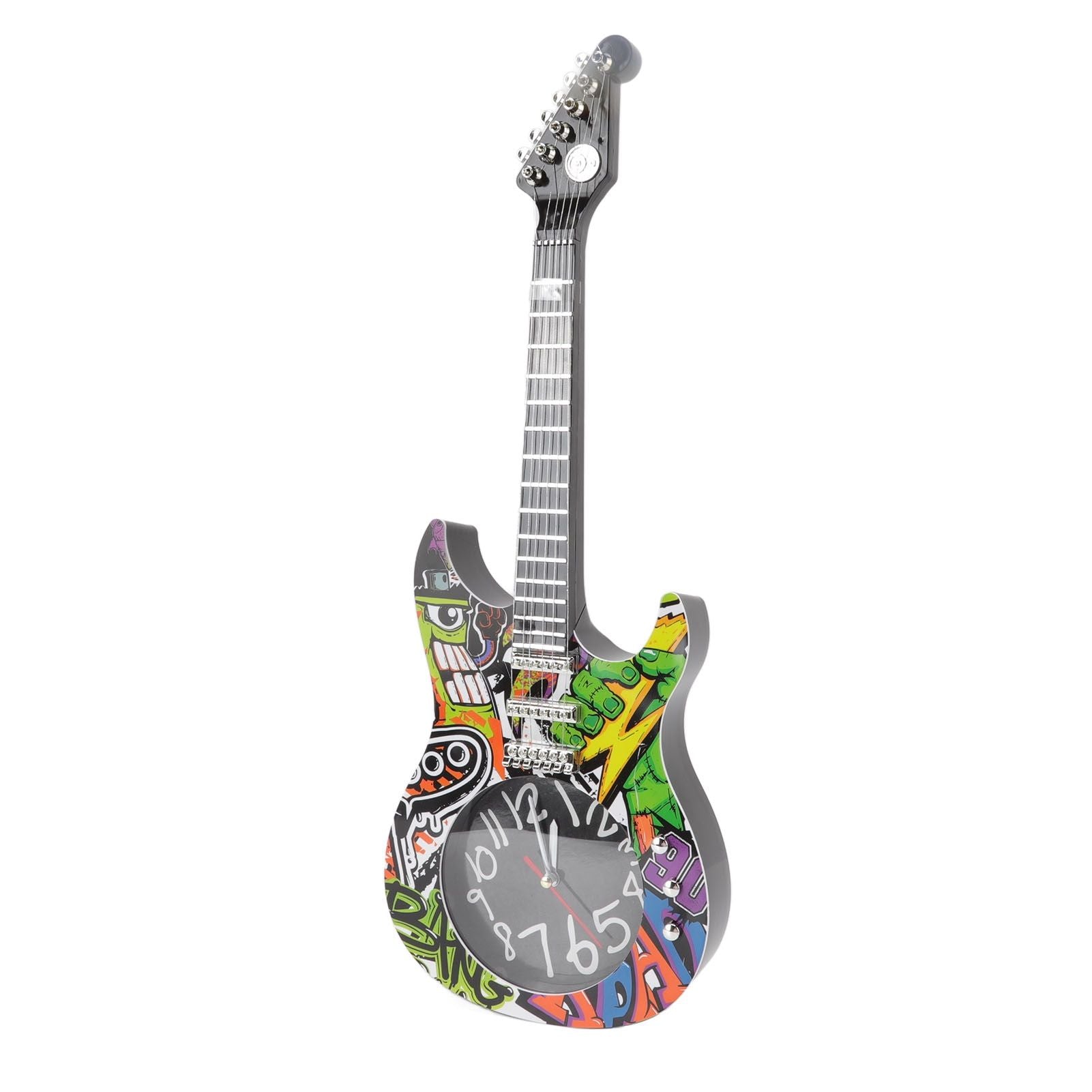 Guitar Wall Clock Simulation Time Accurate Guitar Clock Wall Decor for Home Dormitory Bedroom 5680CC Guitar with Stand