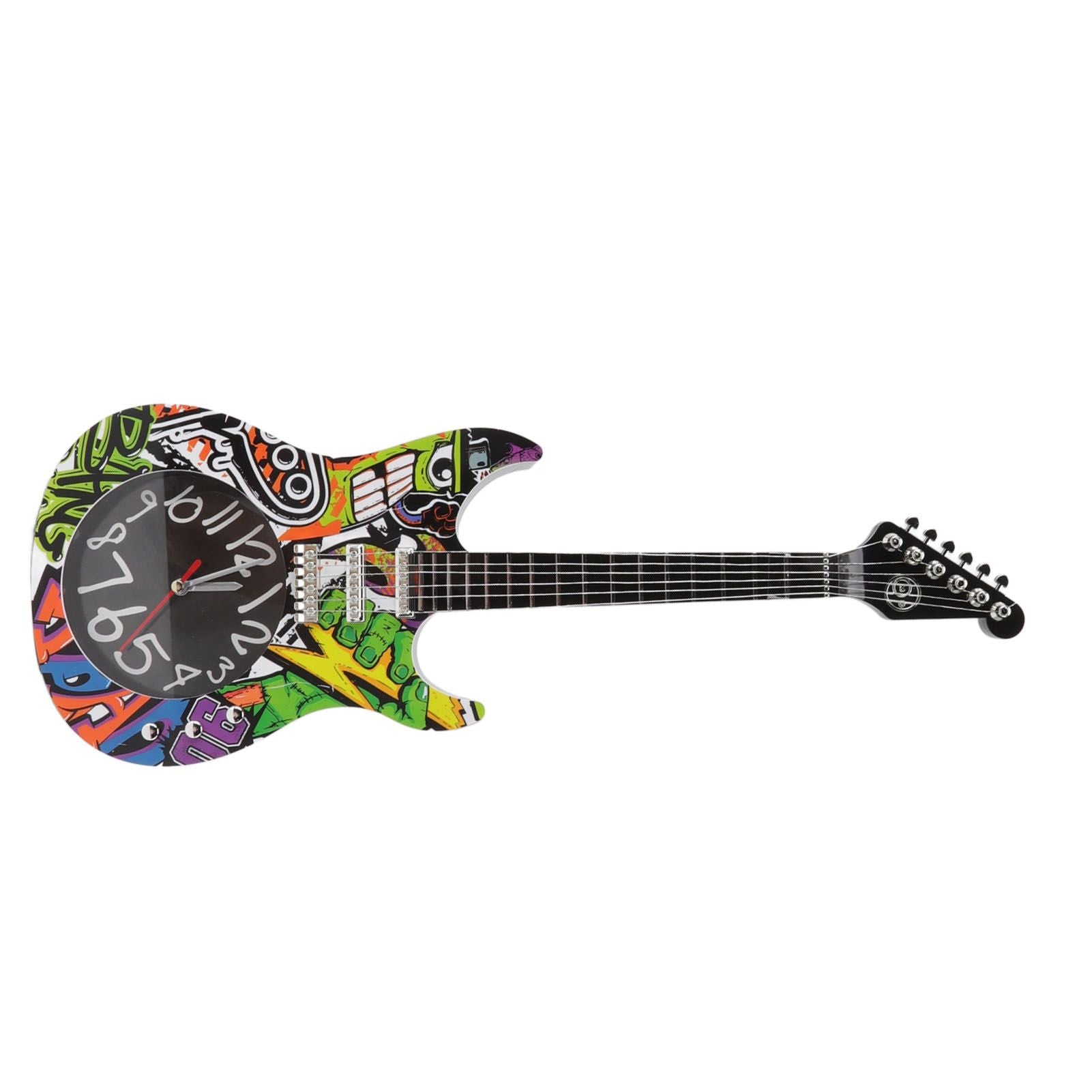 Guitar Wall Clock Simulation Time Accurate Guitar Clock Wall Decor for Home Dormitory Bedroom 5680CC Guitar with Stand