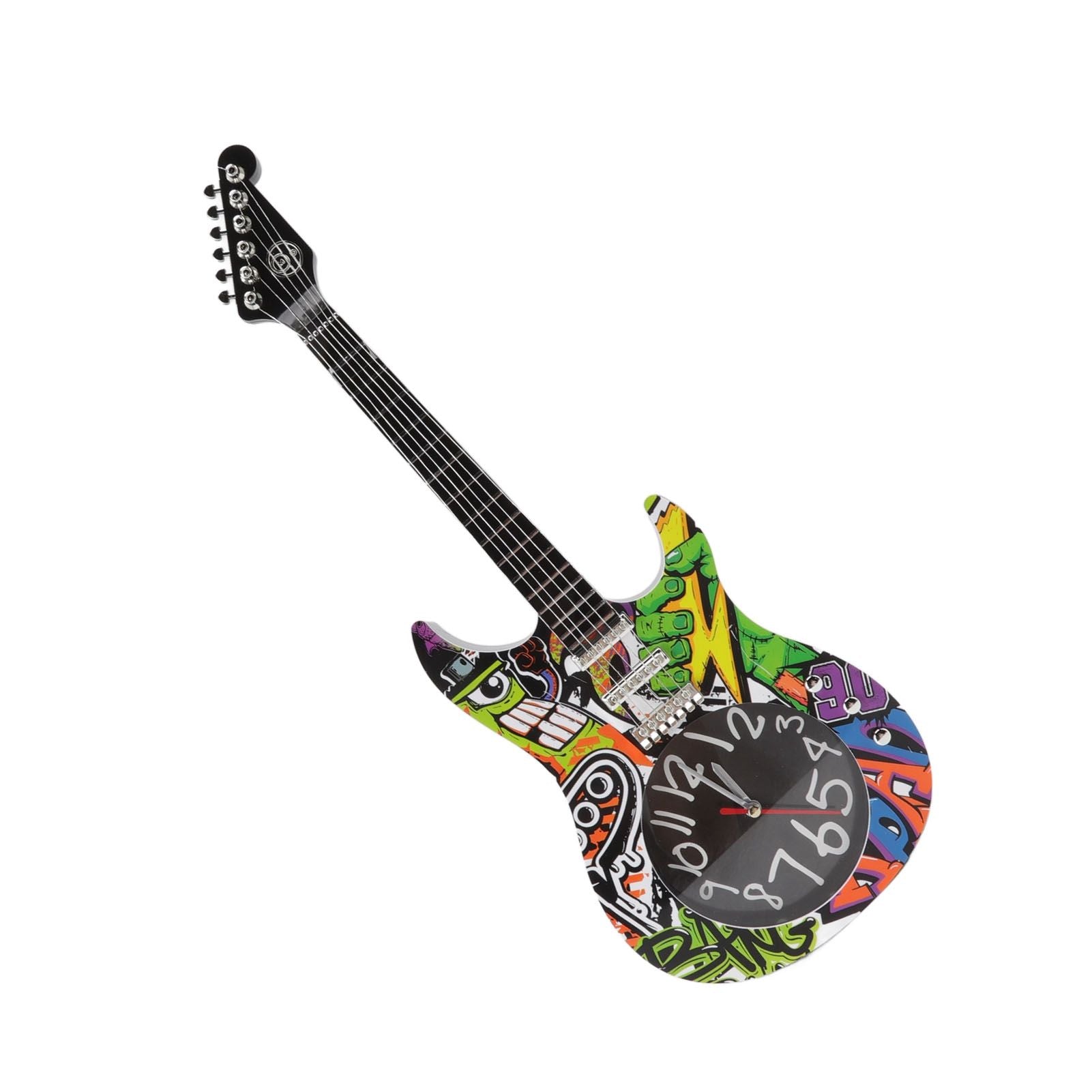 Guitar Wall Clock Simulation Time Accurate Guitar Clock Wall Decor for Home Dormitory Bedroom 5680CC Guitar with Stand
