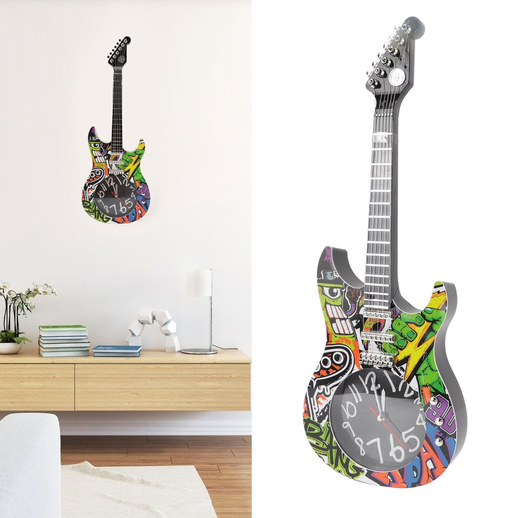 Guitar Wall Clock Simulation Time Accurate Guitar Clock Wall Decor for Home Dormitory Bedroom 5680CC Guitar with Stand