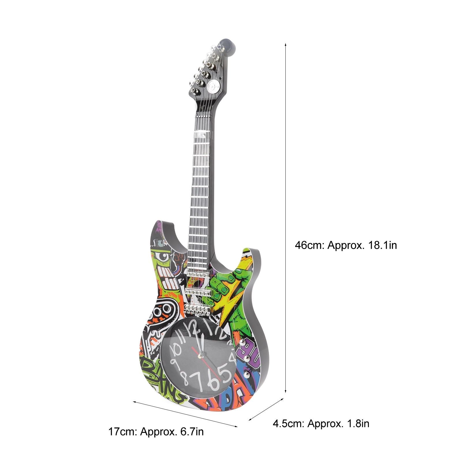 Guitar Wall Clock Simulation Time Accurate Guitar Clock Wall Decor for Home Dormitory Bedroom 5680CC Guitar with Stand