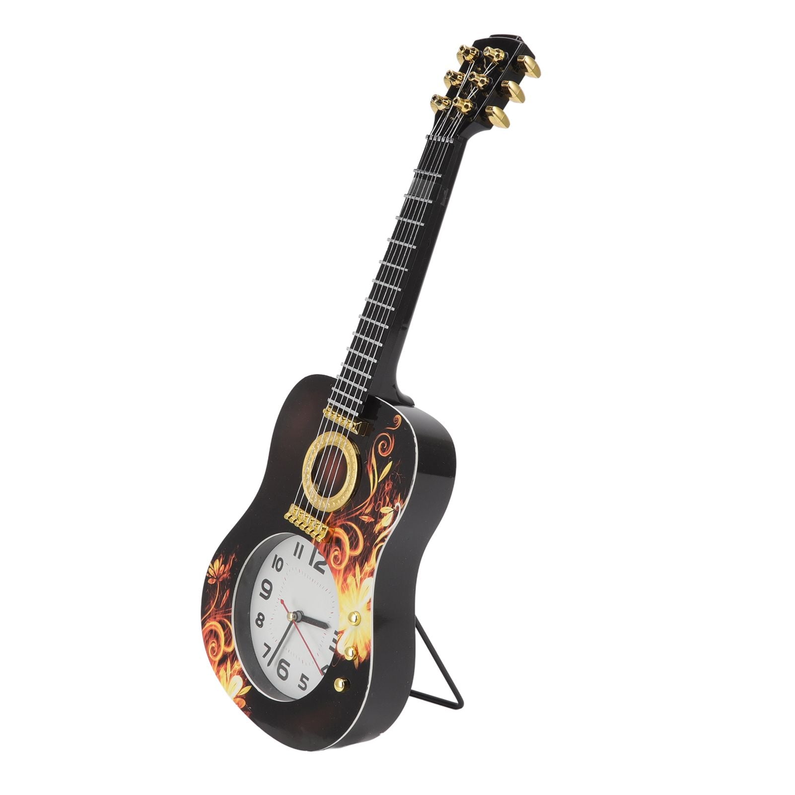 Wall Clock Silent Simulation Ukulele Shaped Decorative Alarm Clock for Bedroom Student Dormitory Office Ukulele 5681CC (46x17x4.5cm / 18.1x6.7x1.8in)