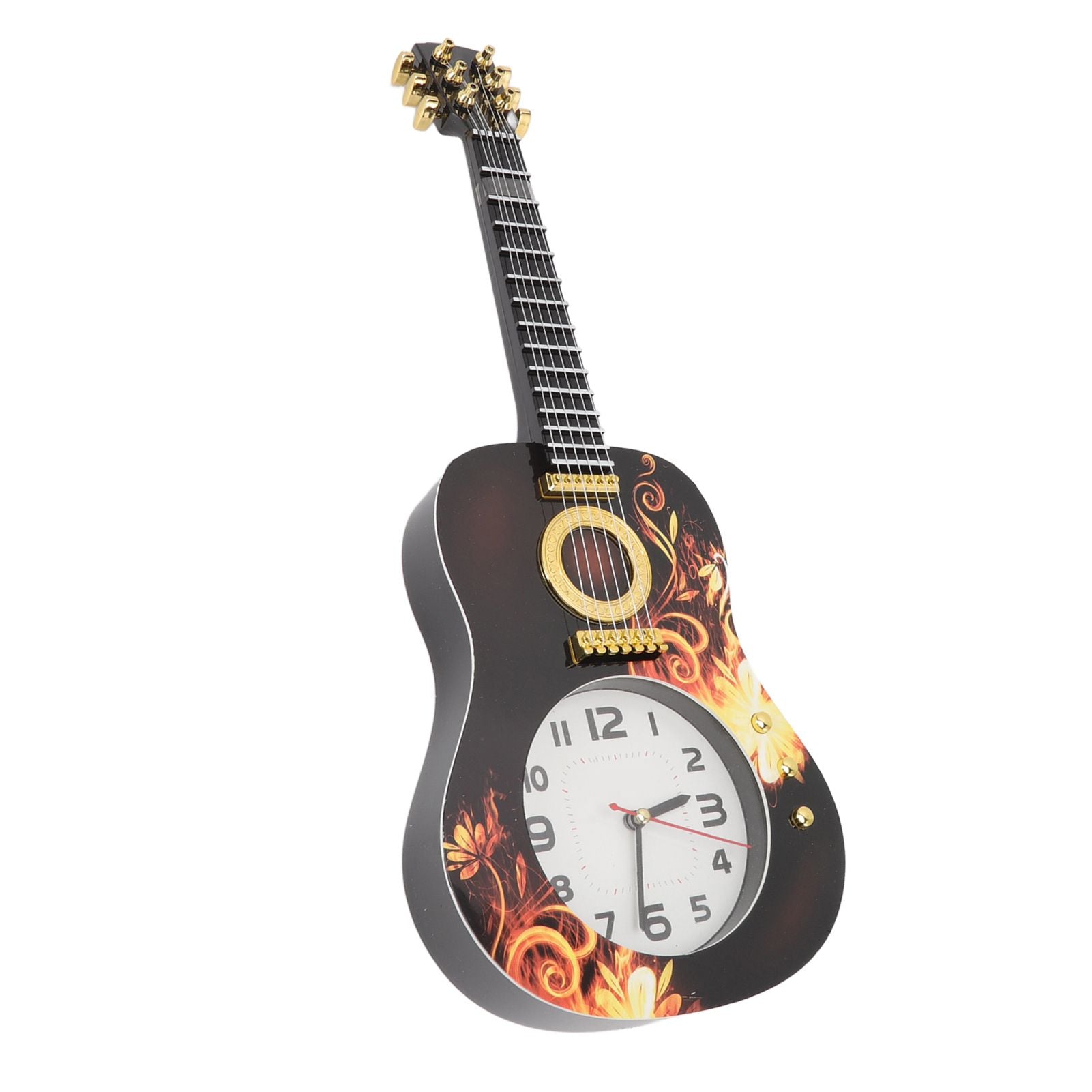 Wall Clock Silent Simulation Ukulele Shaped Decorative Alarm Clock for Bedroom Student Dormitory Office Ukulele 5681CC (46x17x4.5cm / 18.1x6.7x1.8in)