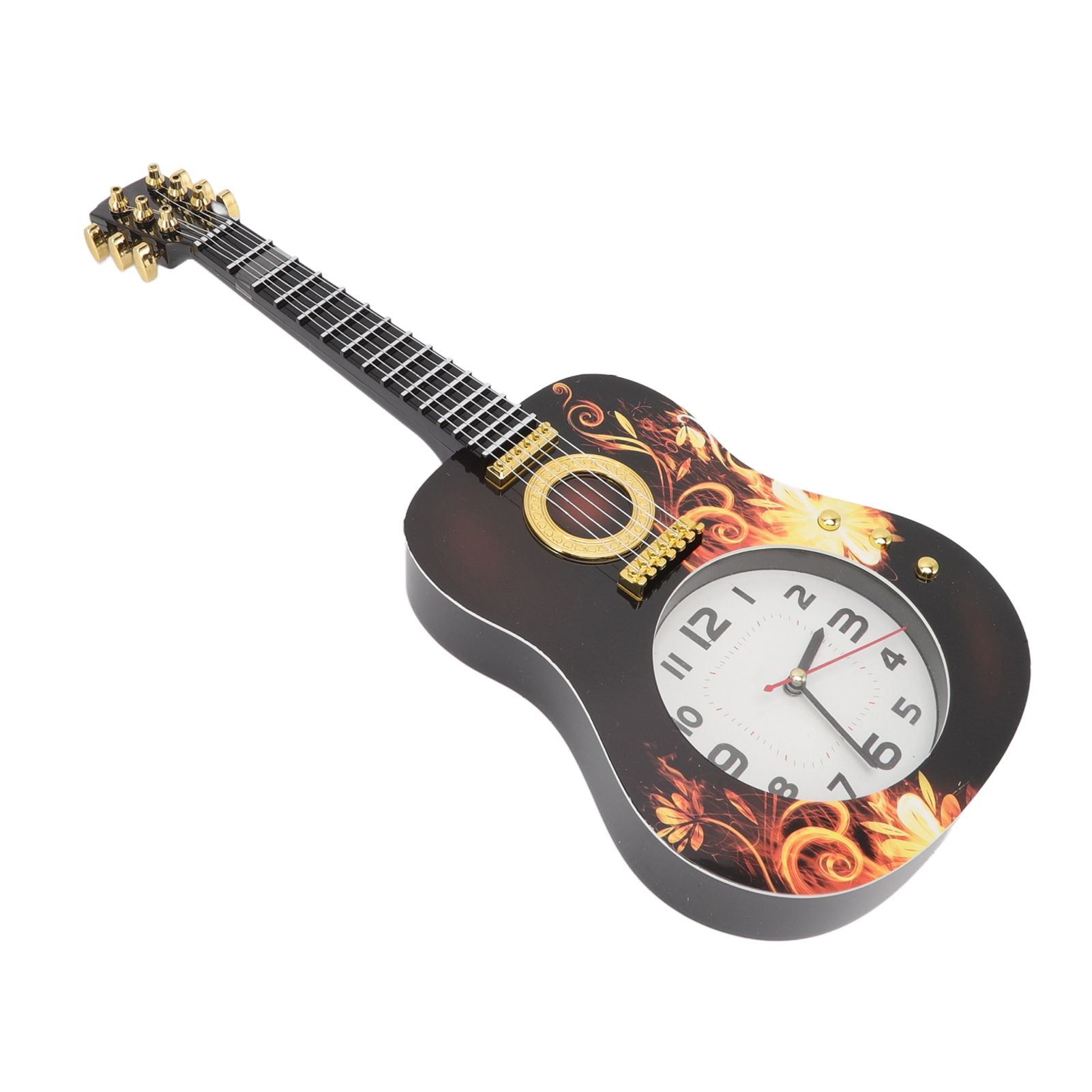Wall Clock Silent Simulation Ukulele Shaped Decorative Alarm Clock for Bedroom Student Dormitory Office Ukulele 5681CC (46x17x4.5cm / 18.1x6.7x1.8in)