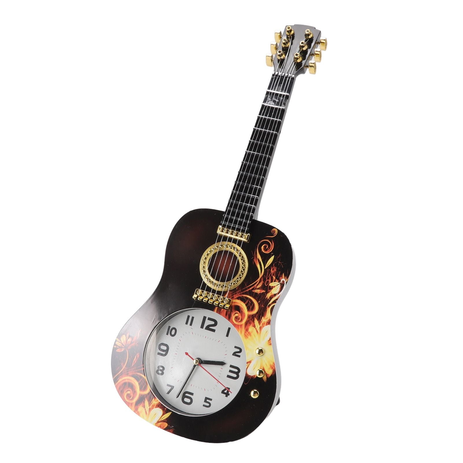 Wall Clock Silent Simulation Ukulele Shaped Decorative Alarm Clock for Bedroom Student Dormitory Office Ukulele 5681CC (46x17x4.5cm / 18.1x6.7x1.8in)