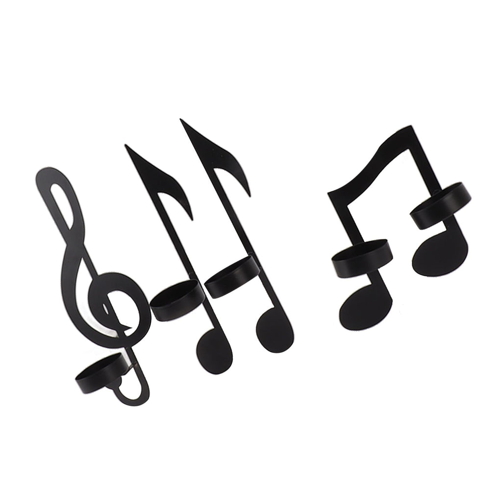 4Pcs Unique Iron Black Music Note Wall Sconce Candle Holder Wall Mount Hanging Tea Light Candle Decor