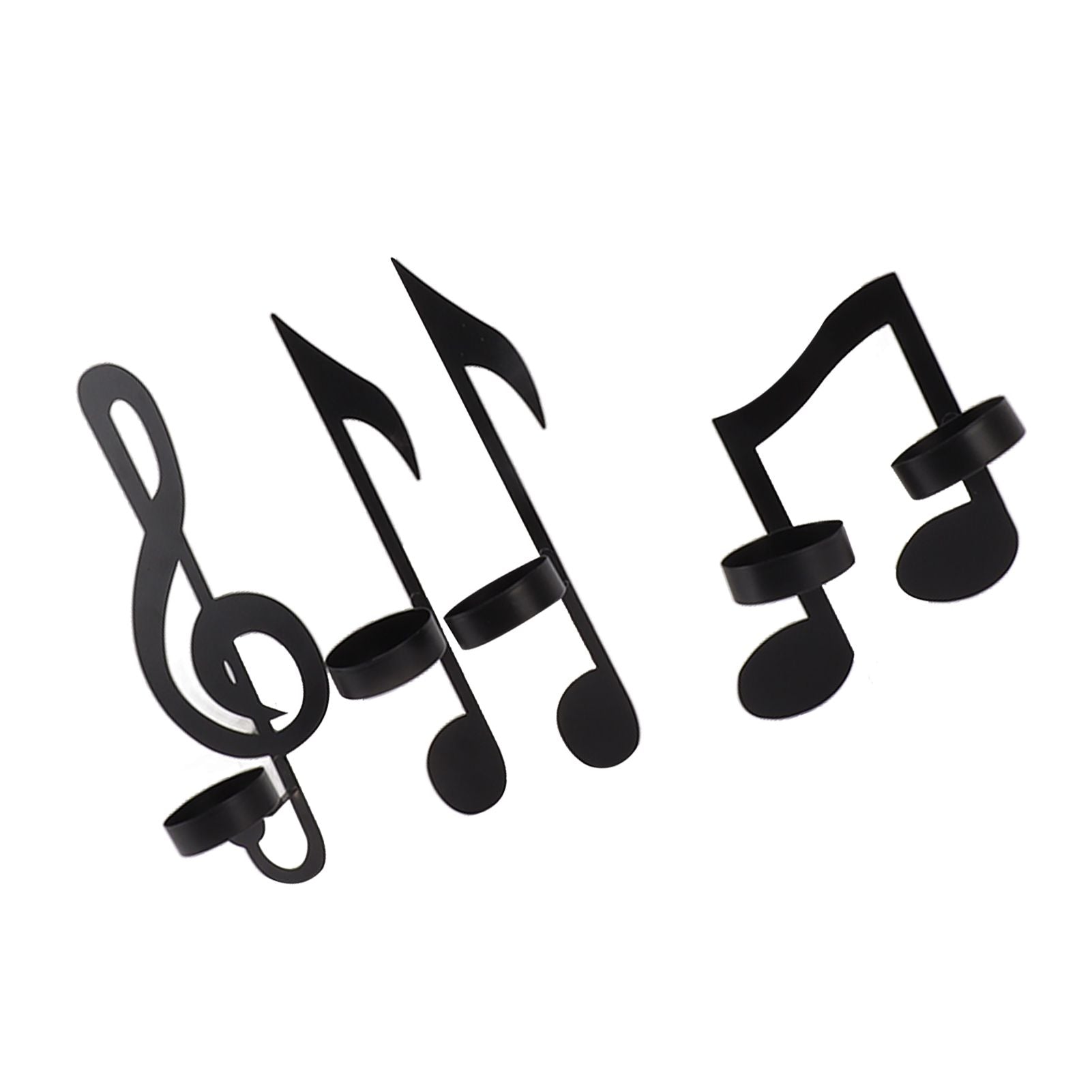 4Pcs Unique Iron Black Music Note Wall Sconce Candle Holder Wall Mount Hanging Tea Light Candle Decor