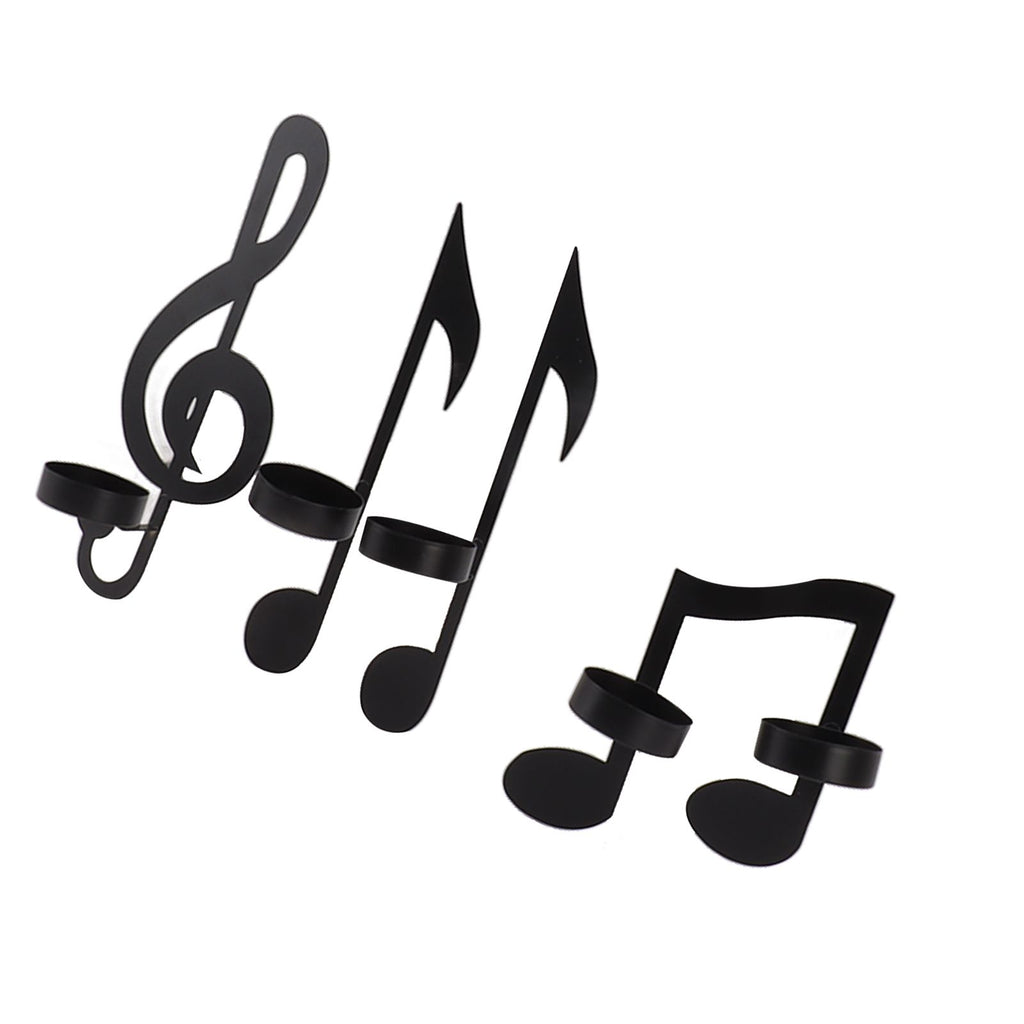 4Pcs Unique Iron Black Music Note Wall Sconce Candle Holder Wall Mount Hanging Tea Light Candle Decor