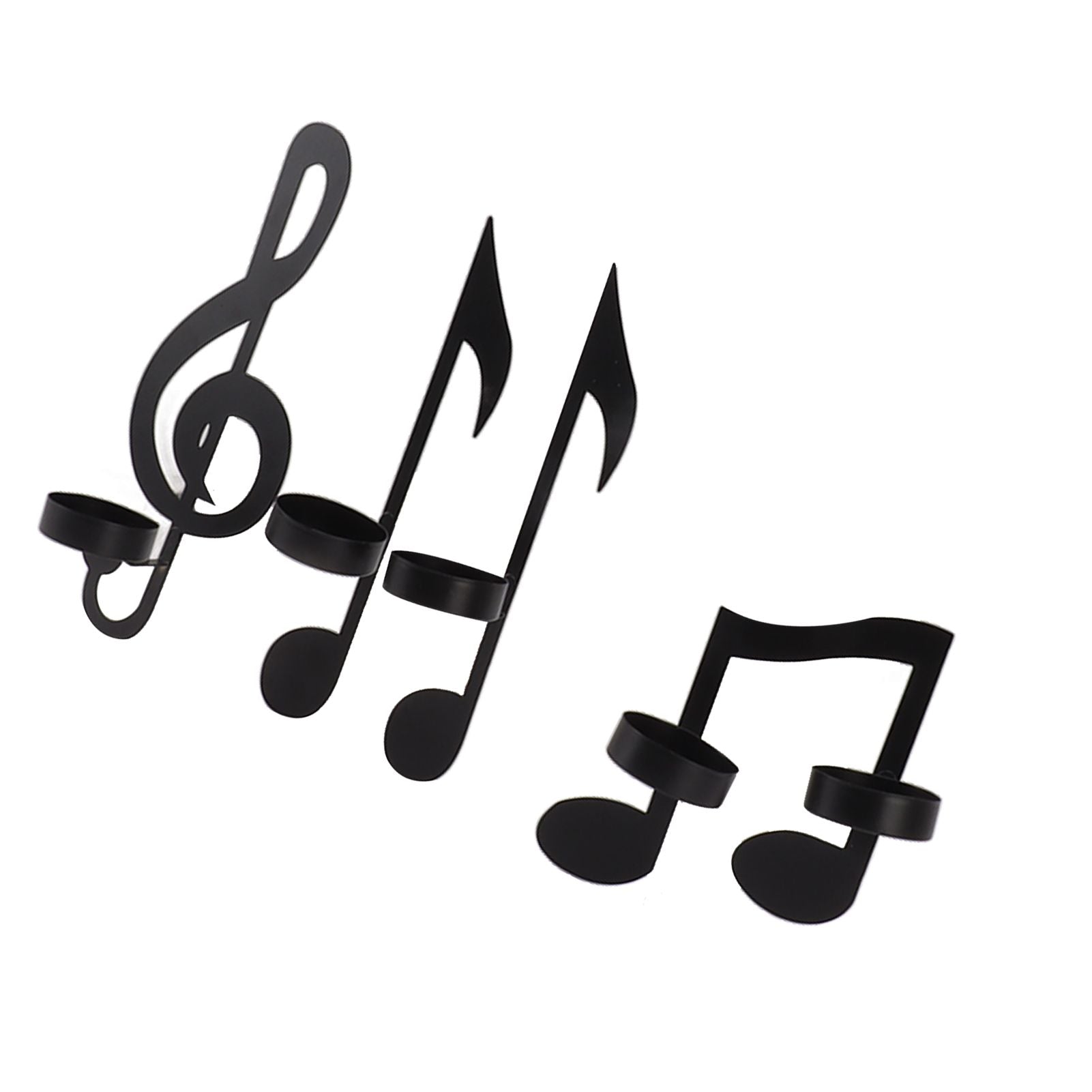 4Pcs Unique Iron Black Music Note Wall Sconce Candle Holder Wall Mount Hanging Tea Light Candle Decor