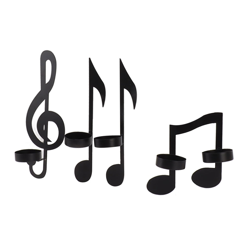 4Pcs Unique Iron Black Music Note Wall Sconce Candle Holder Wall Mount Hanging Tea Light Candle Decor
