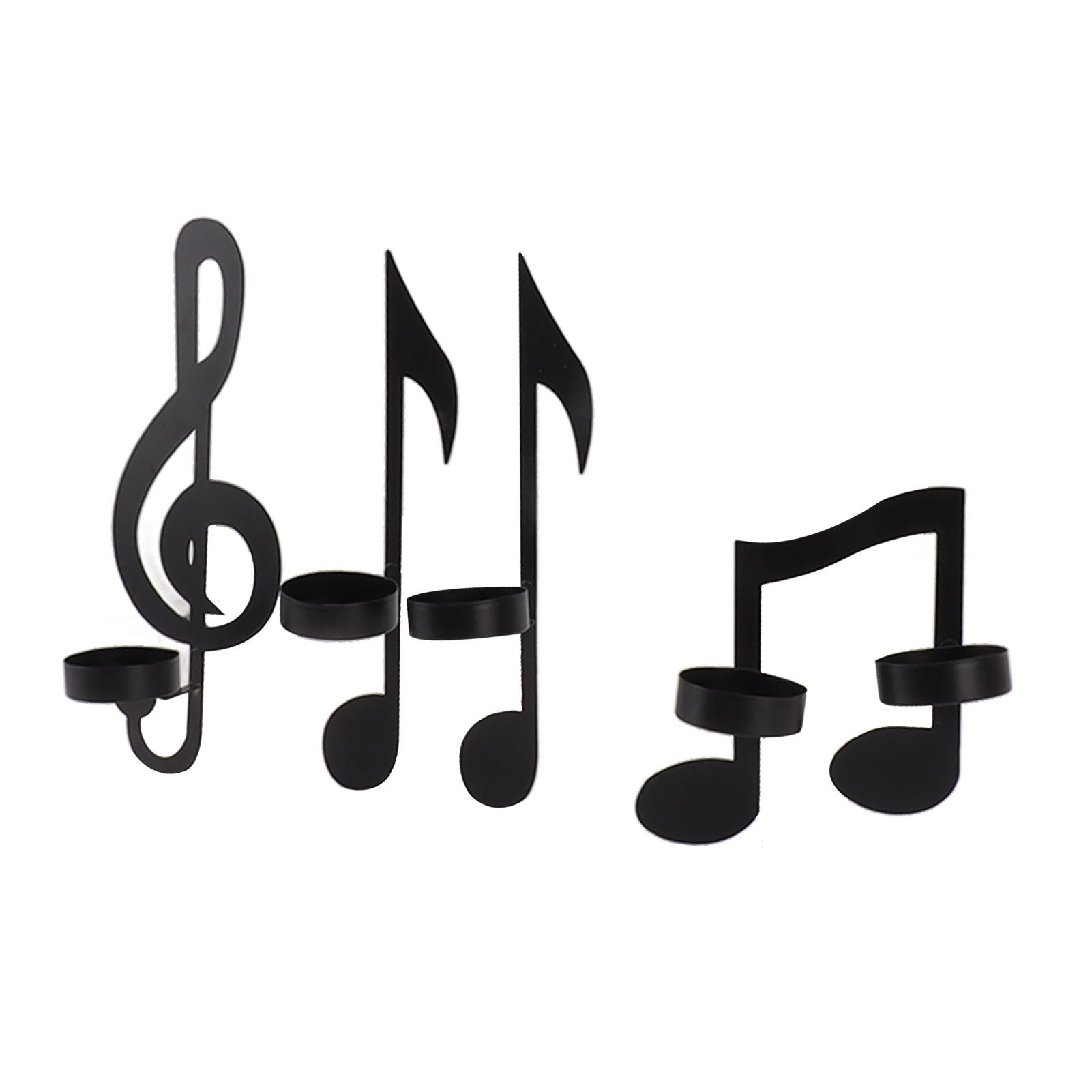4Pcs Unique Iron Black Music Note Wall Sconce Candle Holder Wall Mount Hanging Tea Light Candle Decor