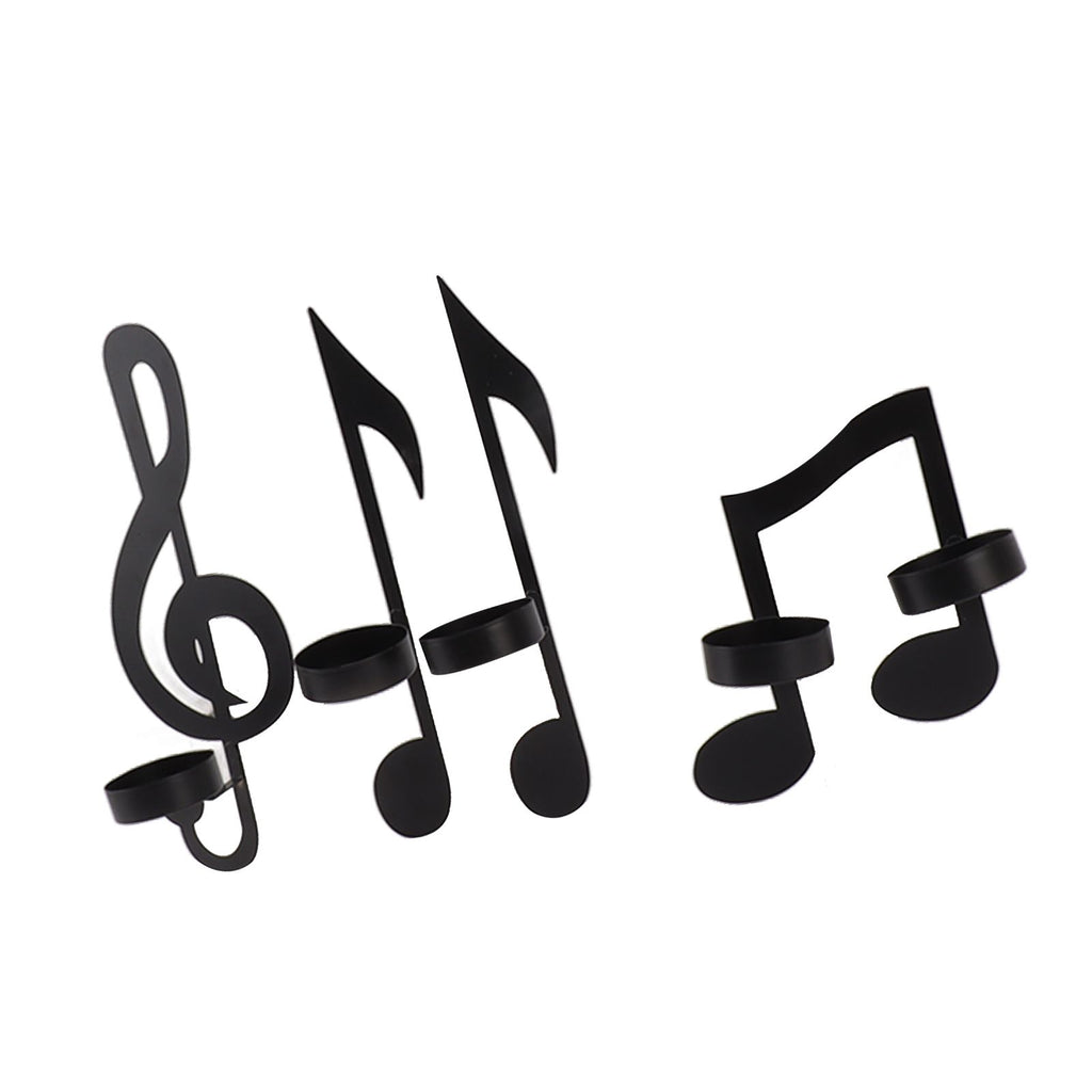 4Pcs Unique Iron Black Music Note Wall Sconce Candle Holder Wall Mount Hanging Tea Light Candle Decor