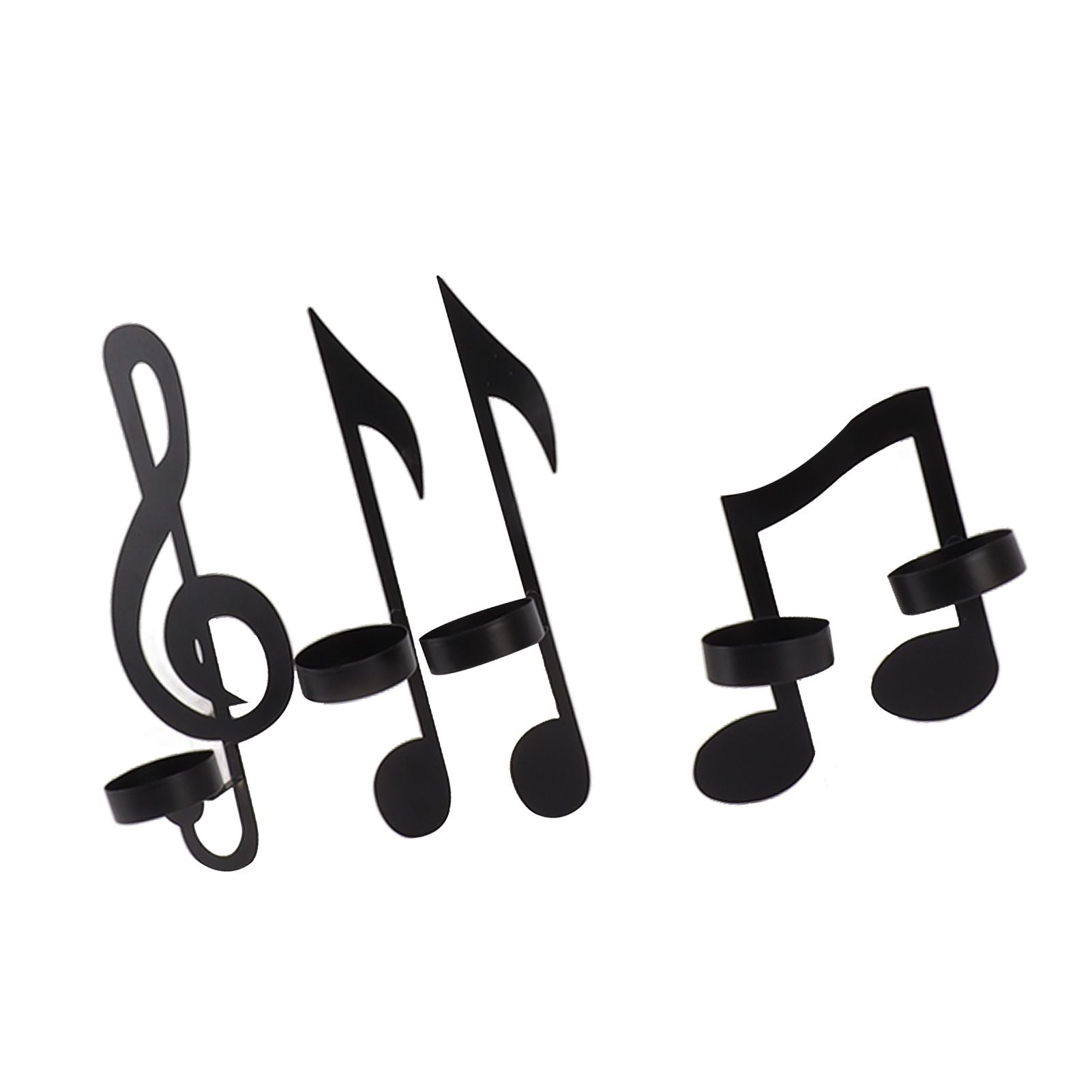 4Pcs Unique Iron Black Music Note Wall Sconce Candle Holder Wall Mount Hanging Tea Light Candle Decor