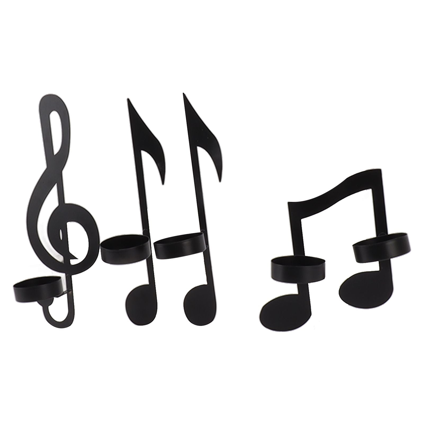 4Pcs Unique Iron Black Music Note Wall Sconce Candle Holder Wall Mount Hanging Tea Light Candle Decor