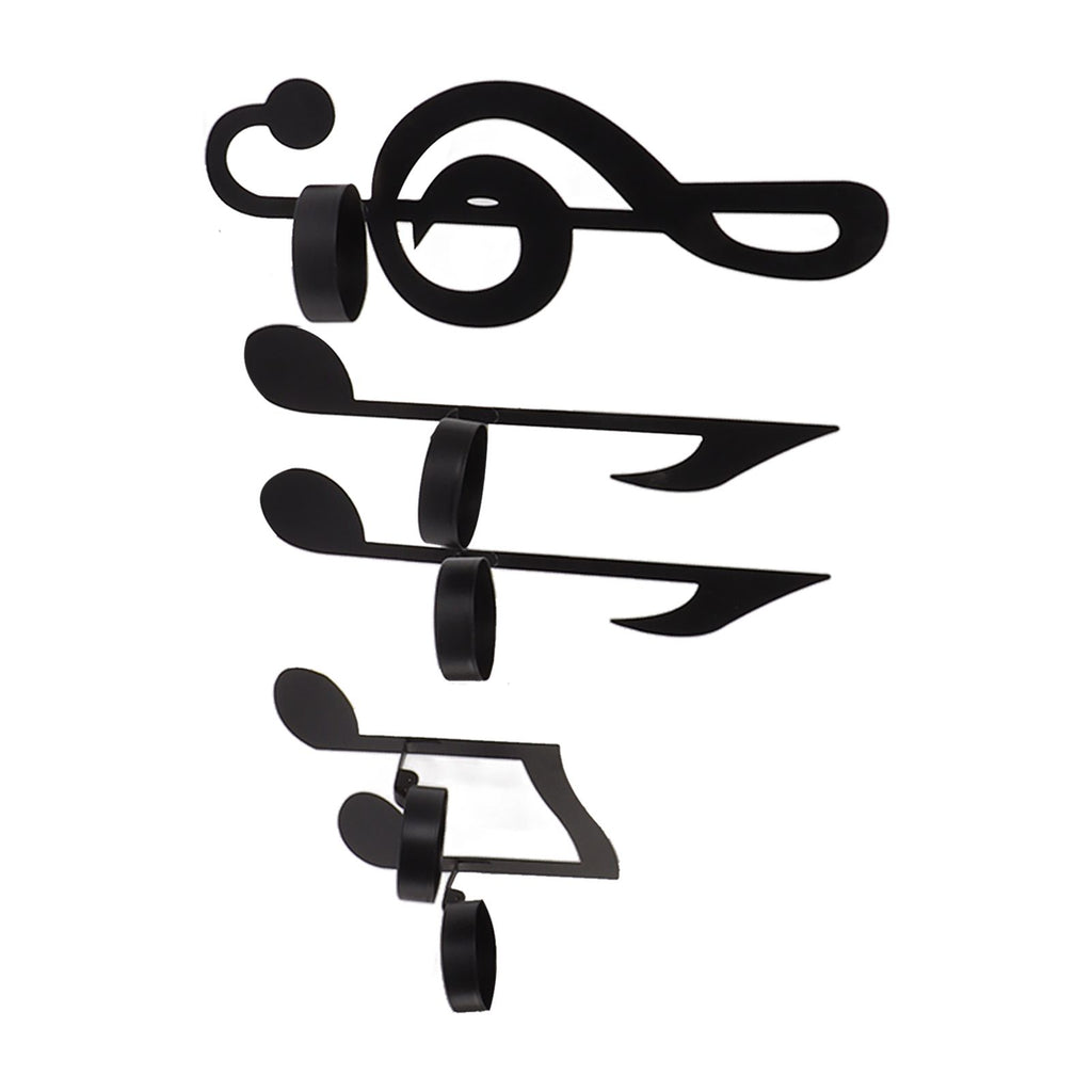 4Pcs Unique Iron Black Music Note Wall Sconce Candle Holder Wall Mount Hanging Tea Light Candle Decor