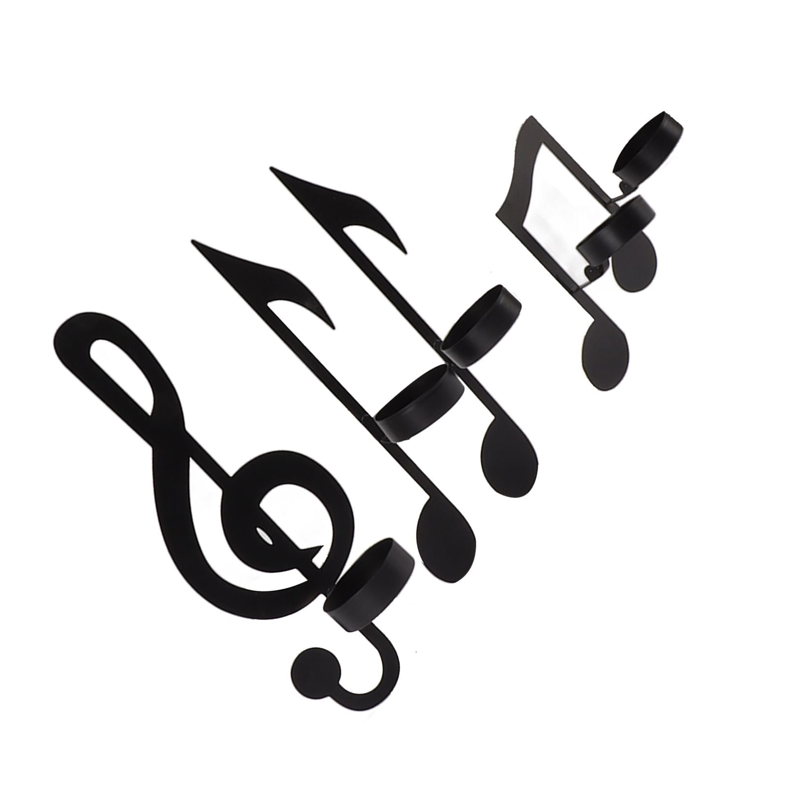 4Pcs Unique Iron Black Music Note Wall Sconce Candle Holder Wall Mount Hanging Tea Light Candle Decor