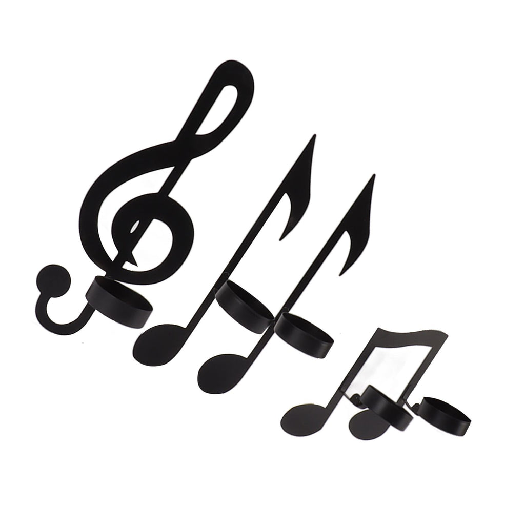 4Pcs Unique Iron Black Music Note Wall Sconce Candle Holder Wall Mount Hanging Tea Light Candle Decor