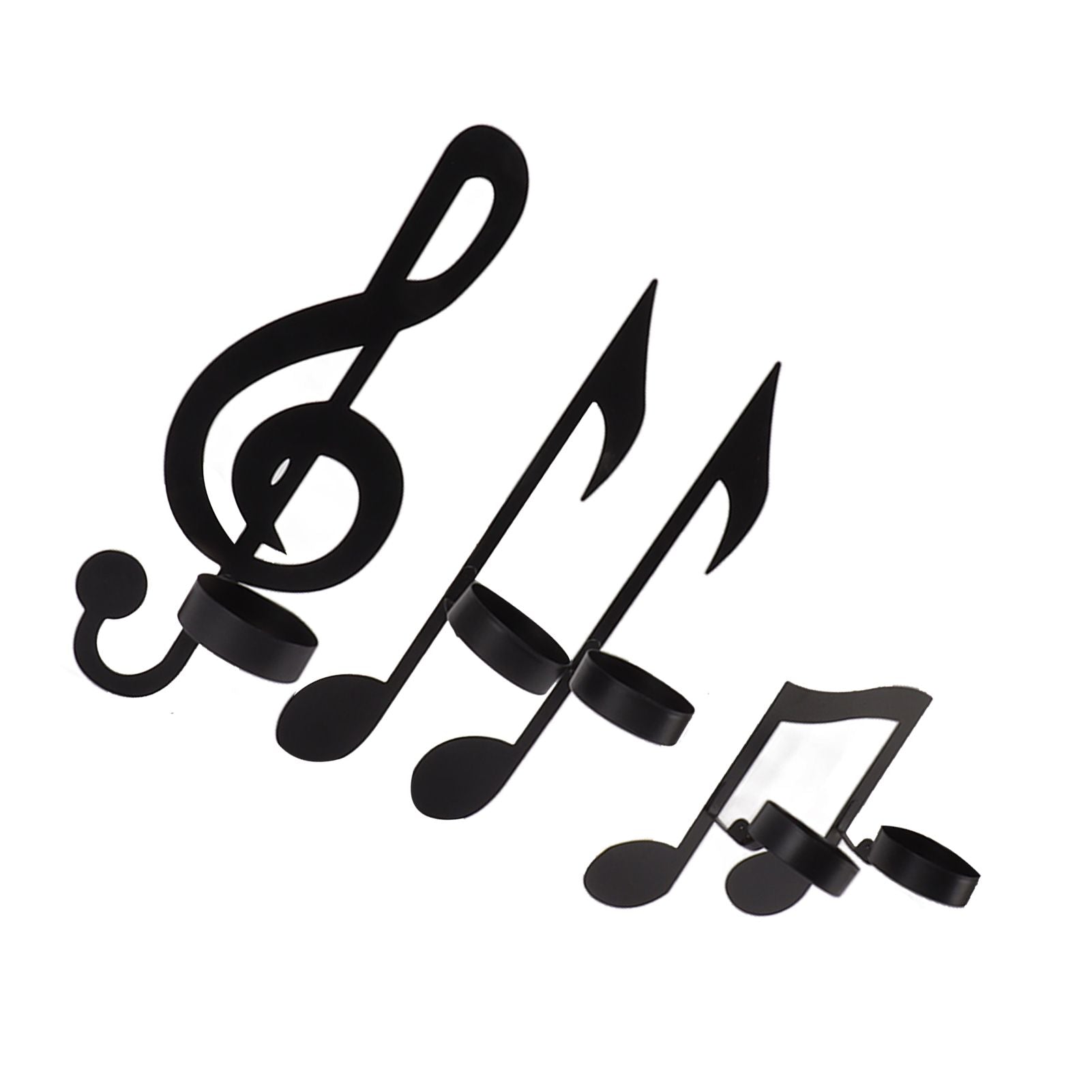 4Pcs Unique Iron Black Music Note Wall Sconce Candle Holder Wall Mount Hanging Tea Light Candle Decor