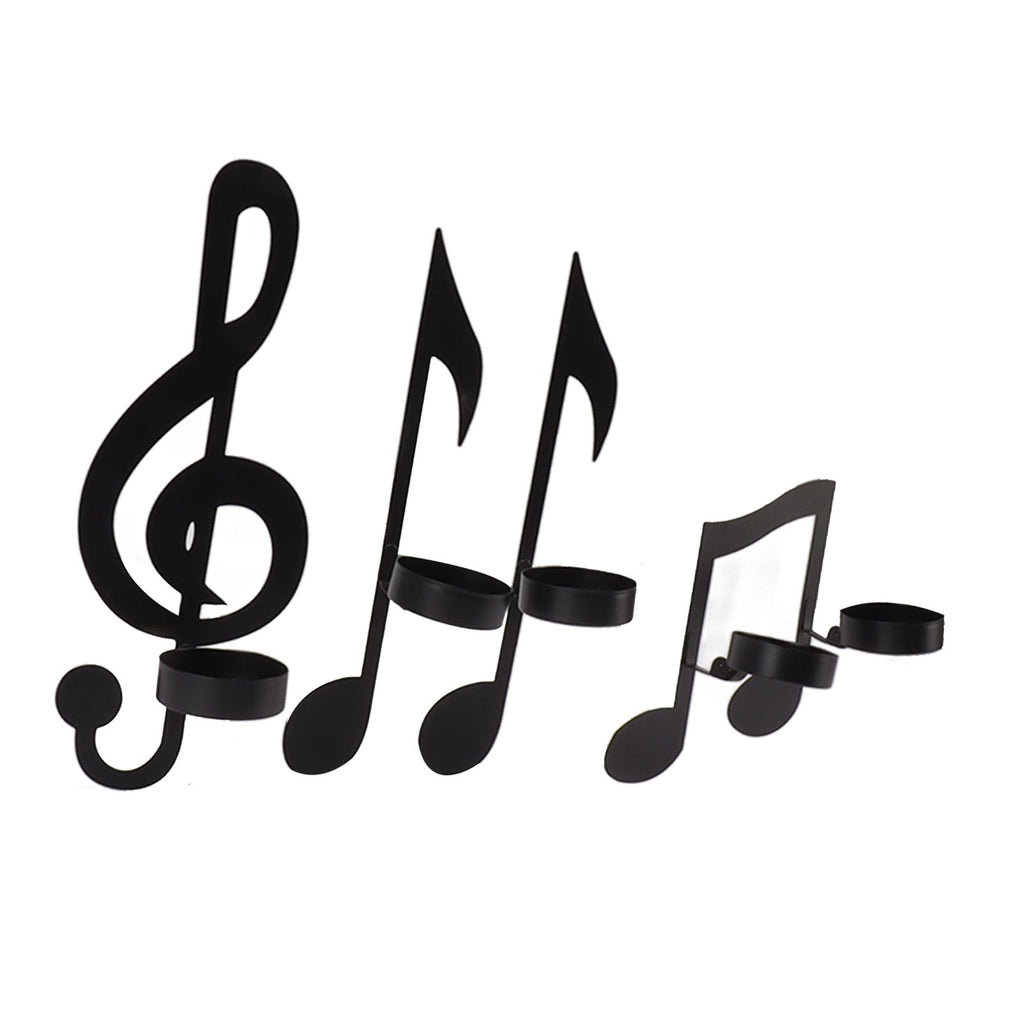 4Pcs Unique Iron Black Music Note Wall Sconce Candle Holder Wall Mount Hanging Tea Light Candle Decor