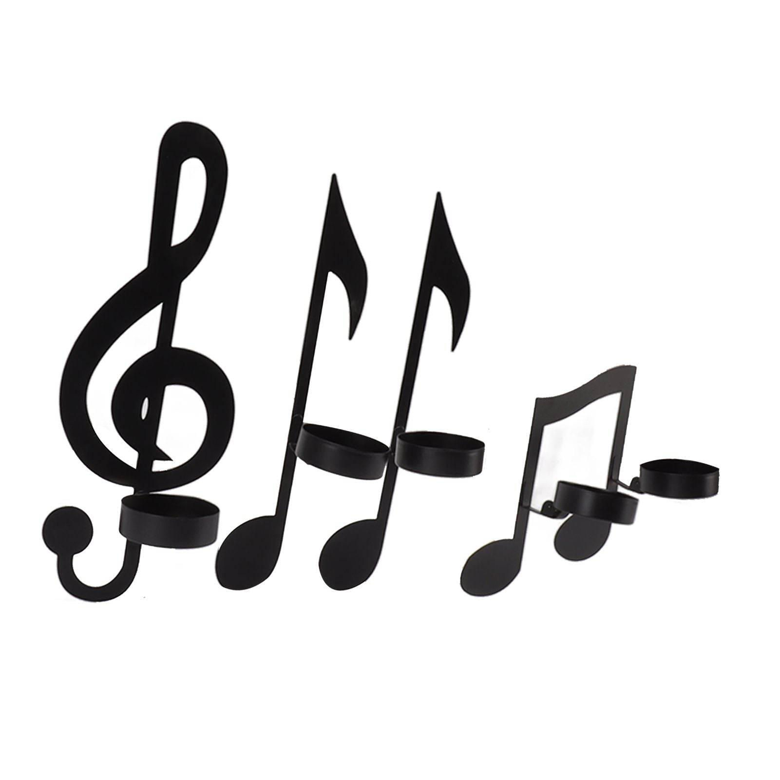 4Pcs Unique Iron Black Music Note Wall Sconce Candle Holder Wall Mount Hanging Tea Light Candle Decor