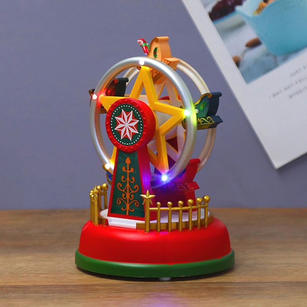 Christmas Mini Music Box Luminous Music Carousel Ferris Wheel Animated Christmas Gift Romantic Desktop Decoration