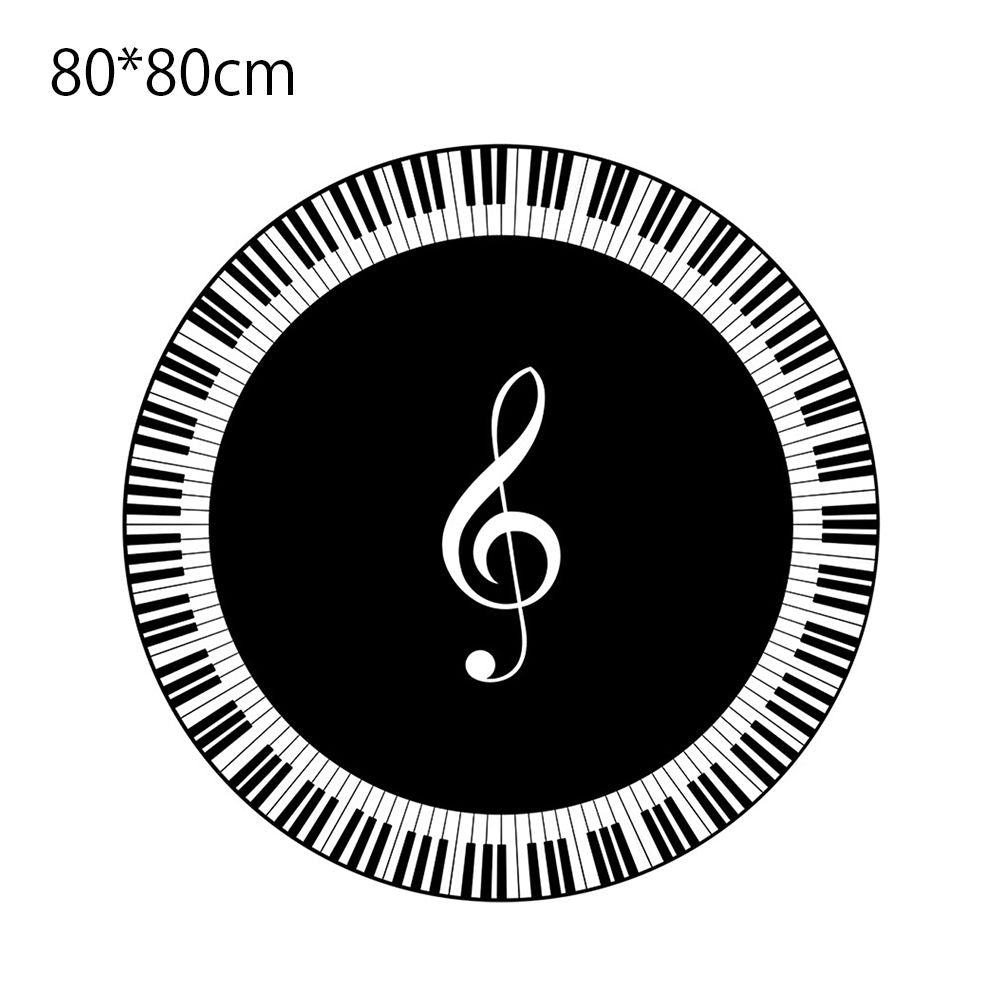 Musical Note Black White Piano Key Printed Round Carpets Area Rugs for Home Living Room Bedroom Floor Decoration
