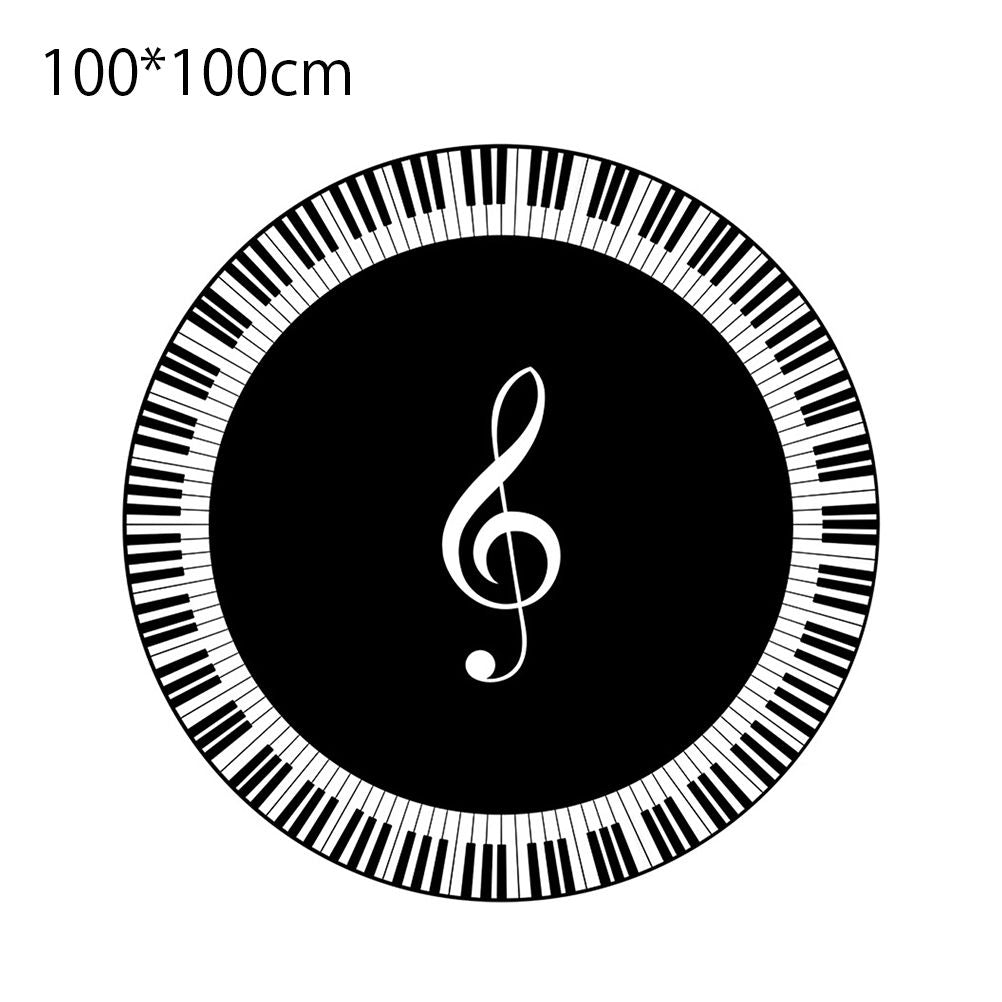 Musical Note Black White Piano Key Printed Round Carpets Area Rugs for Home Living Room Bedroom Floor Decoration