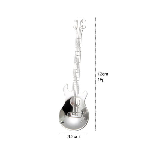 4 Pcs Stainless Steel Guitar-Shaped Coffee Spoons