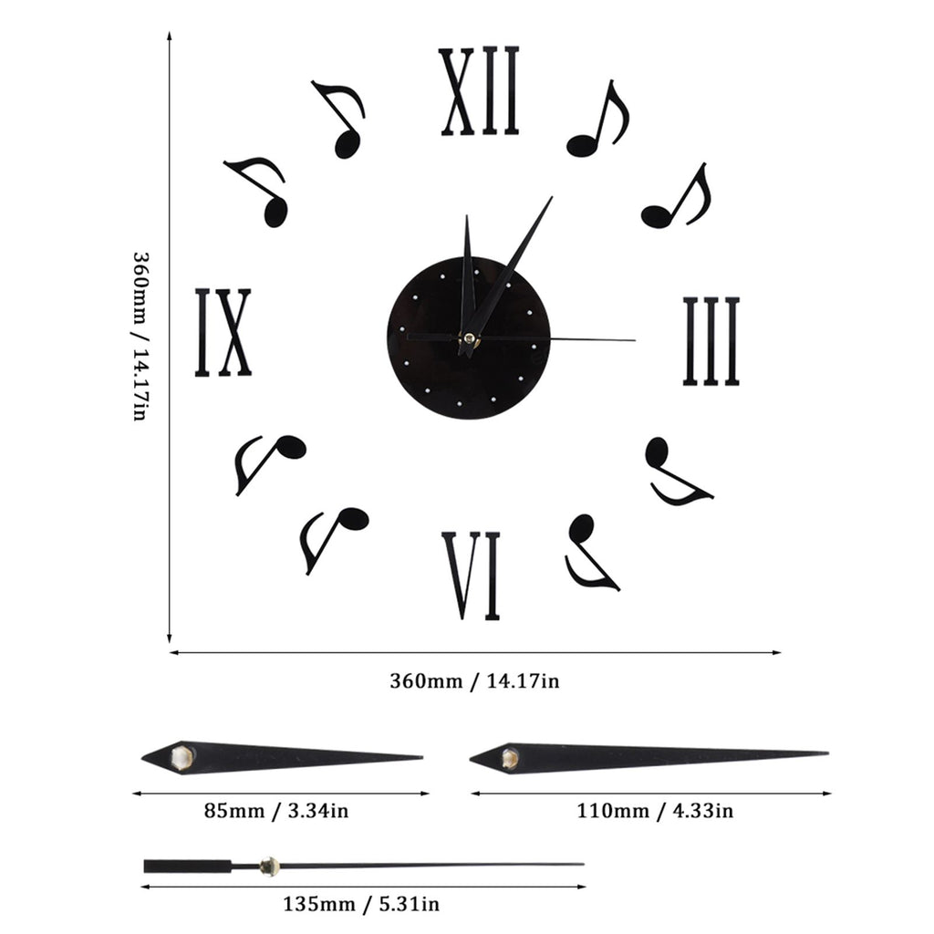 Musical Note Wall Clock with Vinyl CD Dial Plate and 3D Roman Numerals for Home Decor