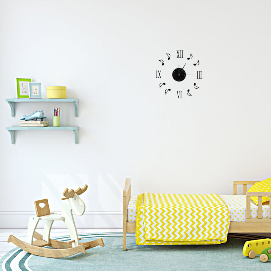 Musical Note Wall Clock with Vinyl CD Dial Plate and 3D Roman Numerals for Home Decor