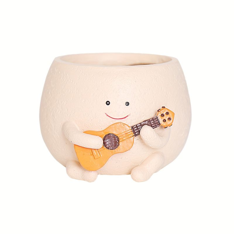 Resin Guitar-Shaped Succulent Plant Pots, Unique Irregular Design with Drainage Hole