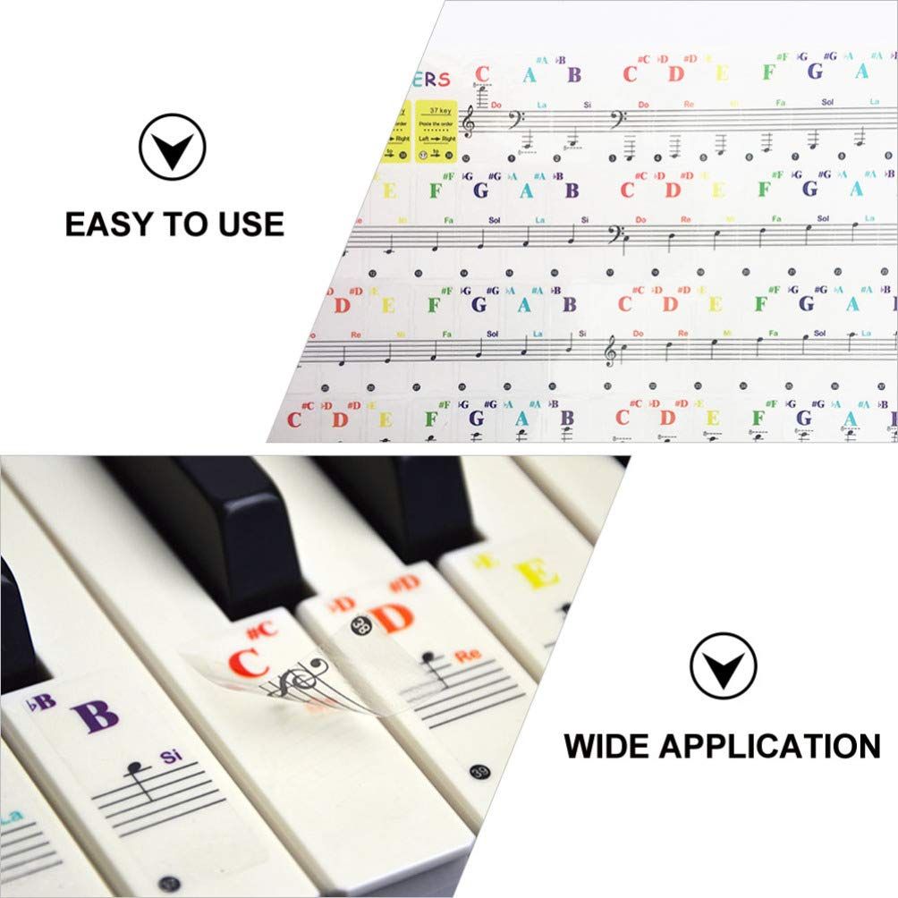 6pcs Piano Keys Sticker Piano Keyboard Labels Piano Stool Piano Label Stickers Piano Keys Labels Keyboard Music Note Sticker Piano