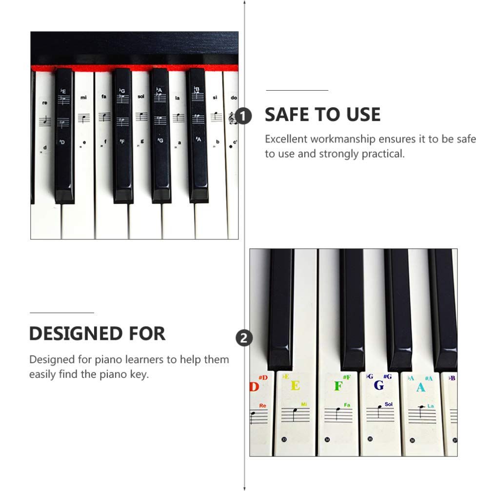 6pcs Piano Keys Sticker Piano Keyboard Labels Piano Stool Piano Label Stickers Piano Keys Labels Keyboard Music Note Sticker Piano