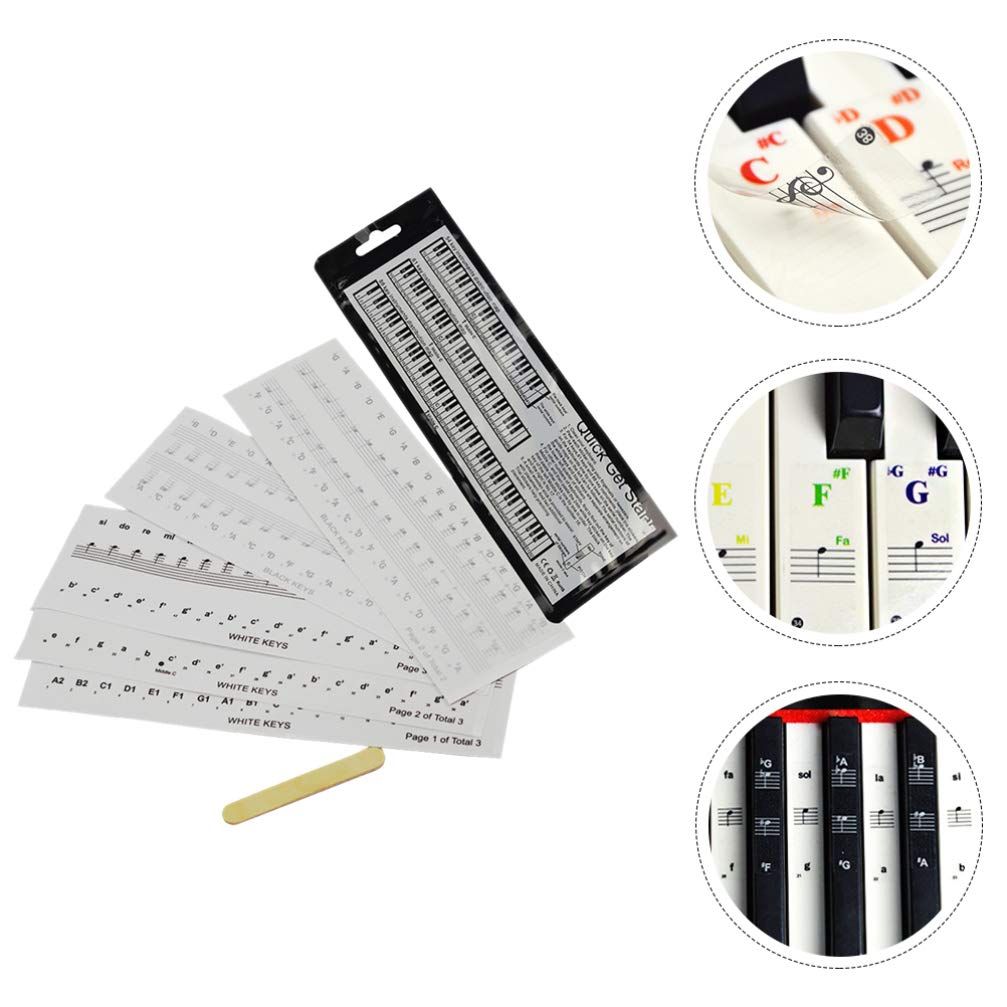 6pcs Piano Keys Sticker Piano Keyboard Labels Piano Stool Piano Label Stickers Piano Keys Labels Keyboard Music Note Sticker Piano