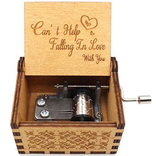 Wooden Music Box - Can’t Help Falling in Love Music Box,for The Lover Or Boyfriend,Valentine’s Day Gifts, Birthday Gifts, 1 Set