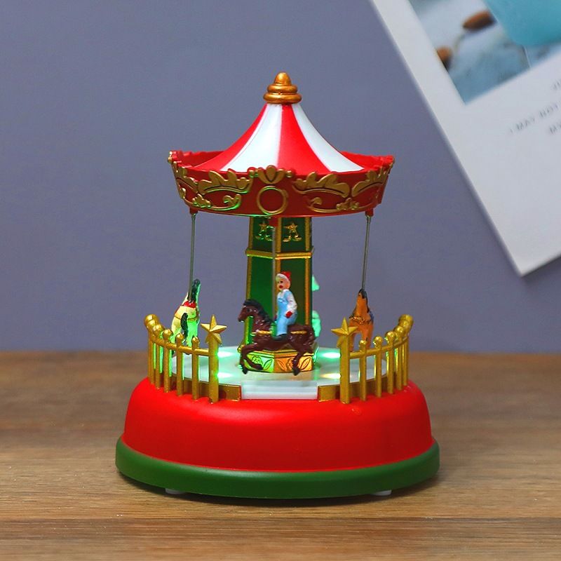 2PCS Carousel Music Box with Light,Musical Christmas Carousel,Animated Mini Carousel,LED Light Luminous Rotating Moving Up Down