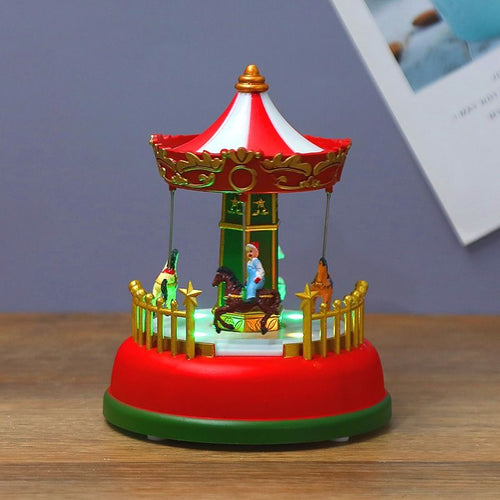2PCS Carousel Music Box with Light,Musical Christmas Carousel,Animated Mini Carousel,LED Light Luminous Rotating Moving Up Down
