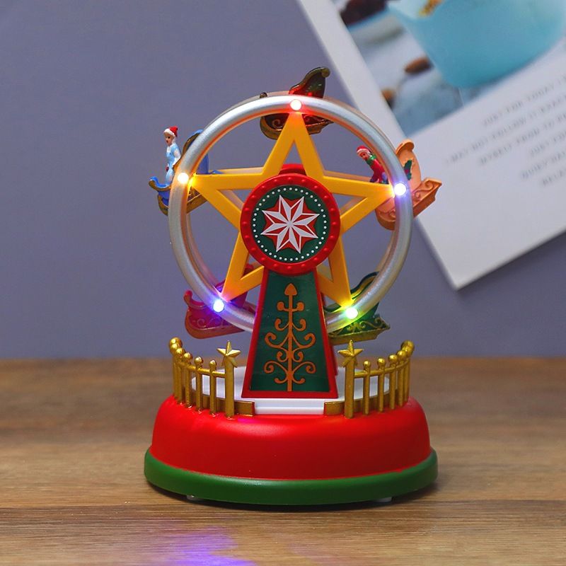 2PCS Carousel Music Box with Light,Musical Christmas Carousel,Animated Mini Carousel,LED Light Luminous Rotating Moving Up Down