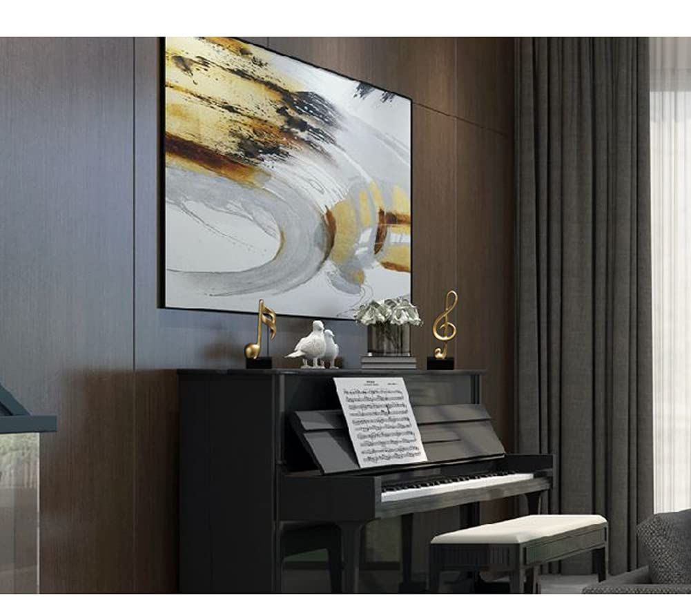 3Pcs Musical Sculptures Music Note Figurine Statue Decorative Ornaments Art Decor for Living Room Bedroom TV Cabinet Gift (Gold)