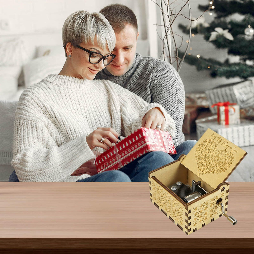Wooden Music Boxes, Can’t Help Falling in Love Music , Gifts for Husband, Wife, Lover, Gift for Christmas, Birthday, Anniversary