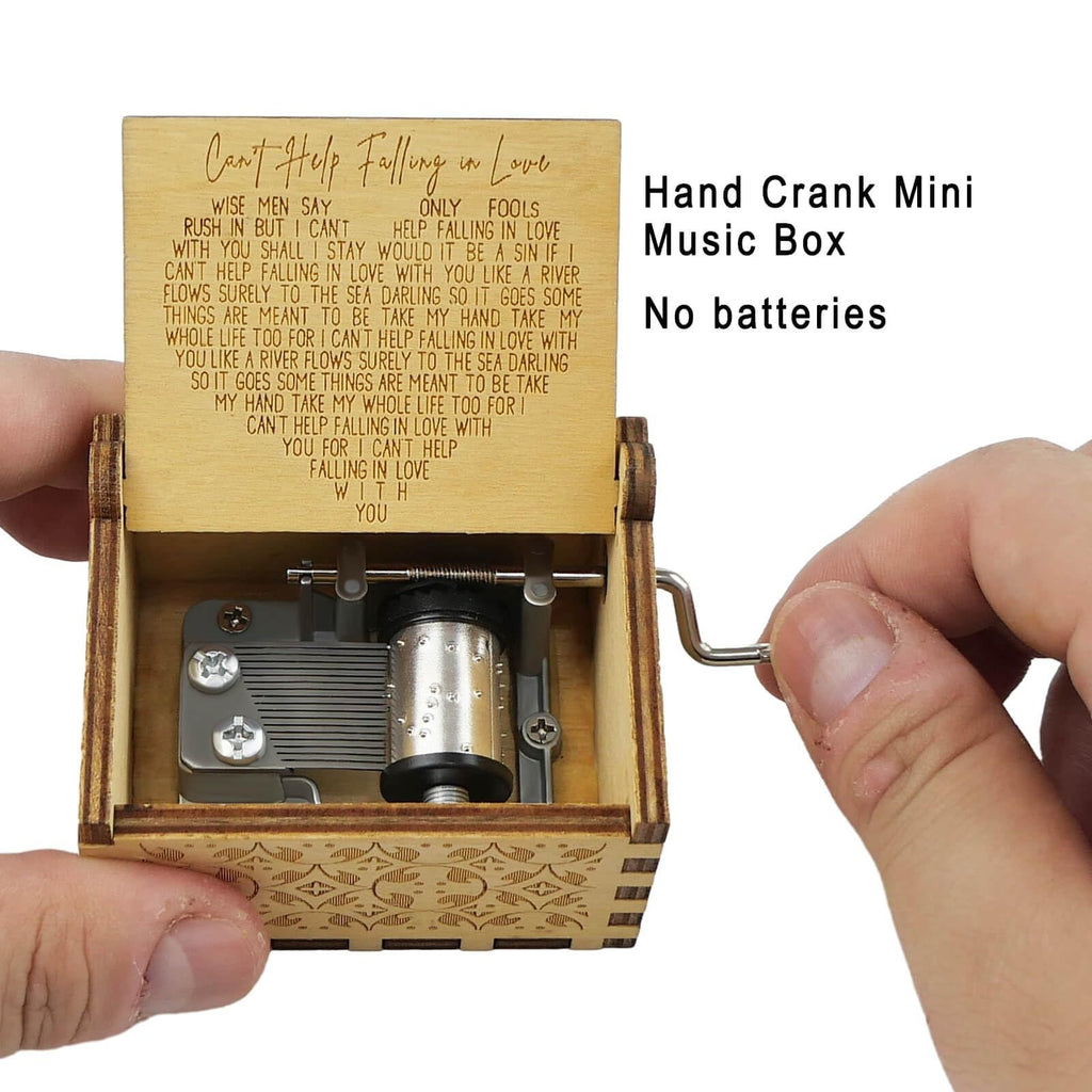Wooden Music Boxes, Can’t Help Falling in Love Music , Gifts for Husband, Wife, Lover, Gift for Christmas, Birthday, Anniversary