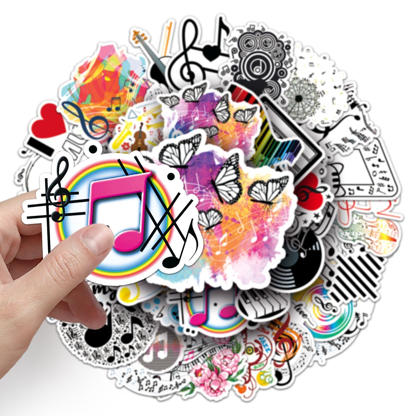 50Pcs Music Stickers for Water Bottles Vinyl Musical Note Stickers for Kids Waterproof Music Stickers for Laptop Guitar