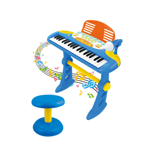 31-Key Kids Electronic Keyboard with Stand, Stool & Microphone – Blue